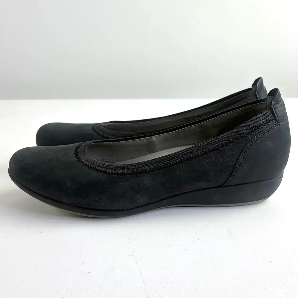 Dansko Kristen Black Comfort Wedge Round Toe Ballet Flats Water Resistant Sz 40